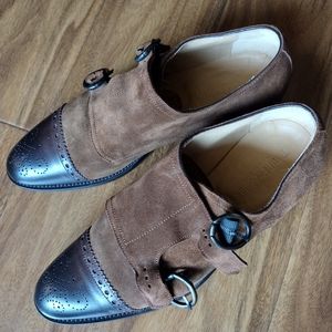 Suede and leather Paul Fredrick brown  pair of shoes size 10 1/2 made in Italy